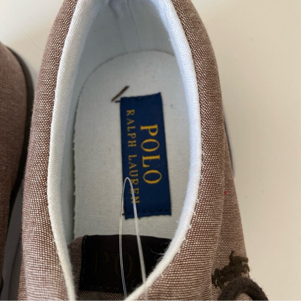 Polo Ralph Lauren Forestmont II Brown Chambray NWOB Mens sneakers size 8.5 - Picture 5 of 10